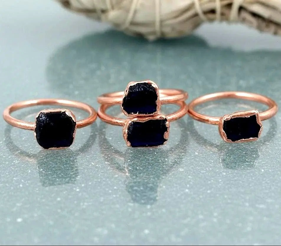 Santa Fe Marketplace Raw Black Tourmaline Ring | Electroformed Copper Jewelry Product Image: Raw Black Tourmaline Ring | Electroformed Copper Jewelry