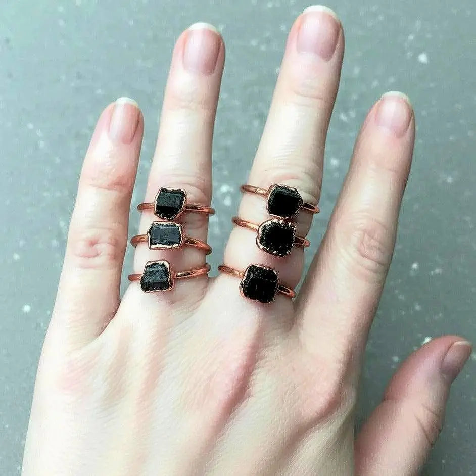 Santa Fe Marketplace Raw Black Tourmaline Ring | Electroformed Copper Jewelry Product Image: Raw Black Tourmaline Ring | Electroformed Copper Jewelry
