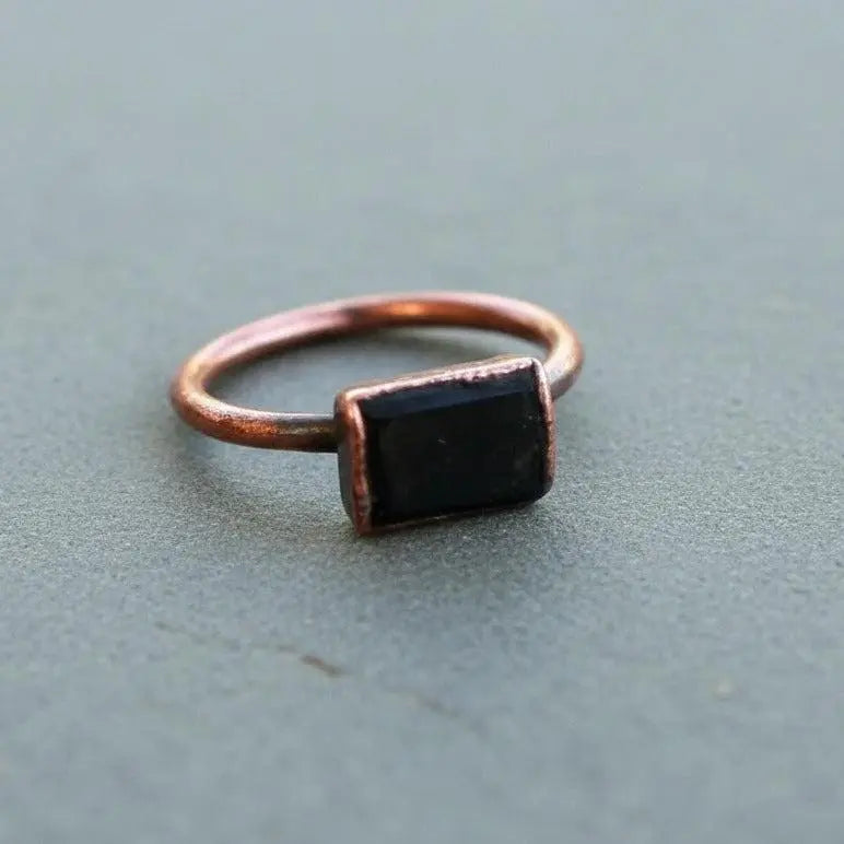 Santa Fe Marketplace Raw Black Tourmaline Ring | Electroformed Copper Jewelry Product Image: Raw Black Tourmaline Ring | Electroformed Copper Jewelry