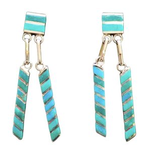 Santa Fe Marketplace Turquoise Inlay Dangle Earrings Product Image: Turquoise Inlay Dangle Earrings