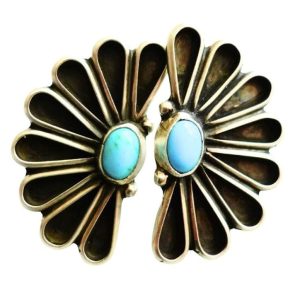 Santa Fe Marketplace Turquoise Flower Earrings by Geraldine James Product Image: Turquoise Flower Earrings by Geraldine James