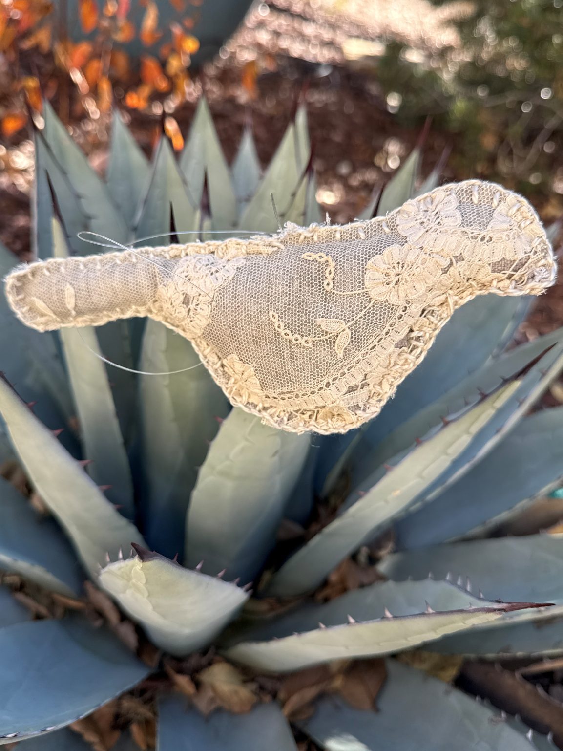 Santa Fe Marketplace Vintage Lace Hand-Sewn Bird – by Annette Colby Product Image: Vintage Lace Hand-Sewn Bird – by Annette Colby