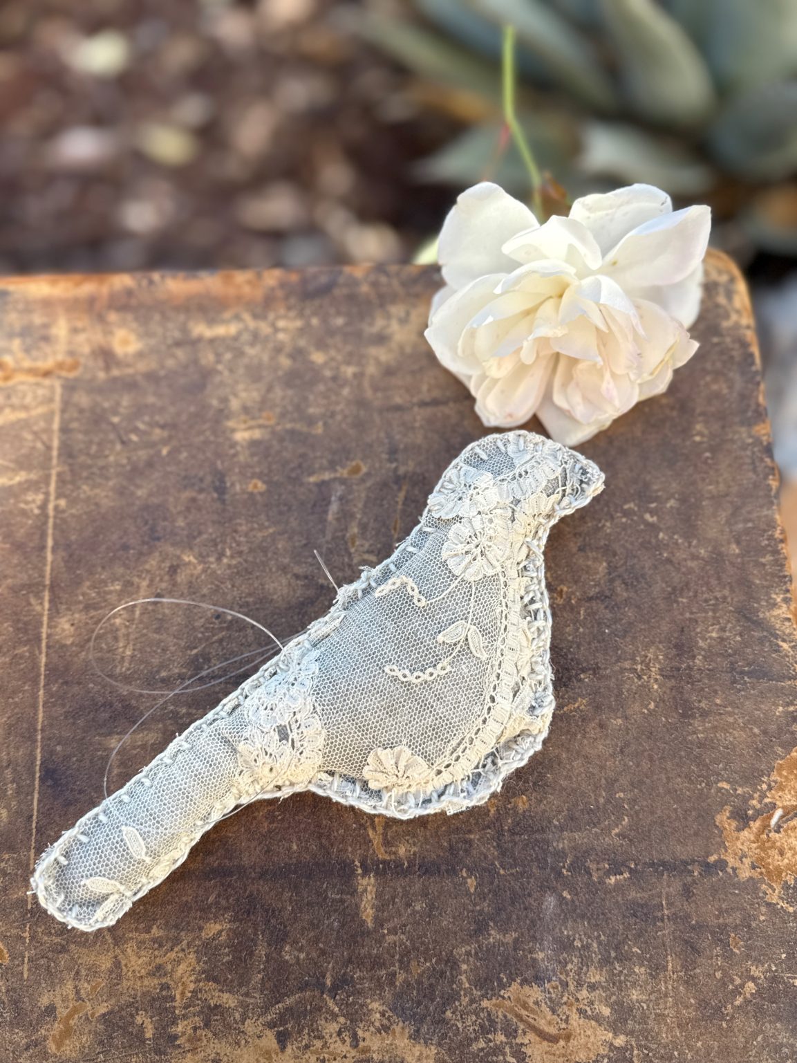 Santa Fe Marketplace Vintage Lace Hand-Sewn Bird – by Annette Colby Product Image: Vintage Lace Hand-Sewn Bird – by Annette Colby