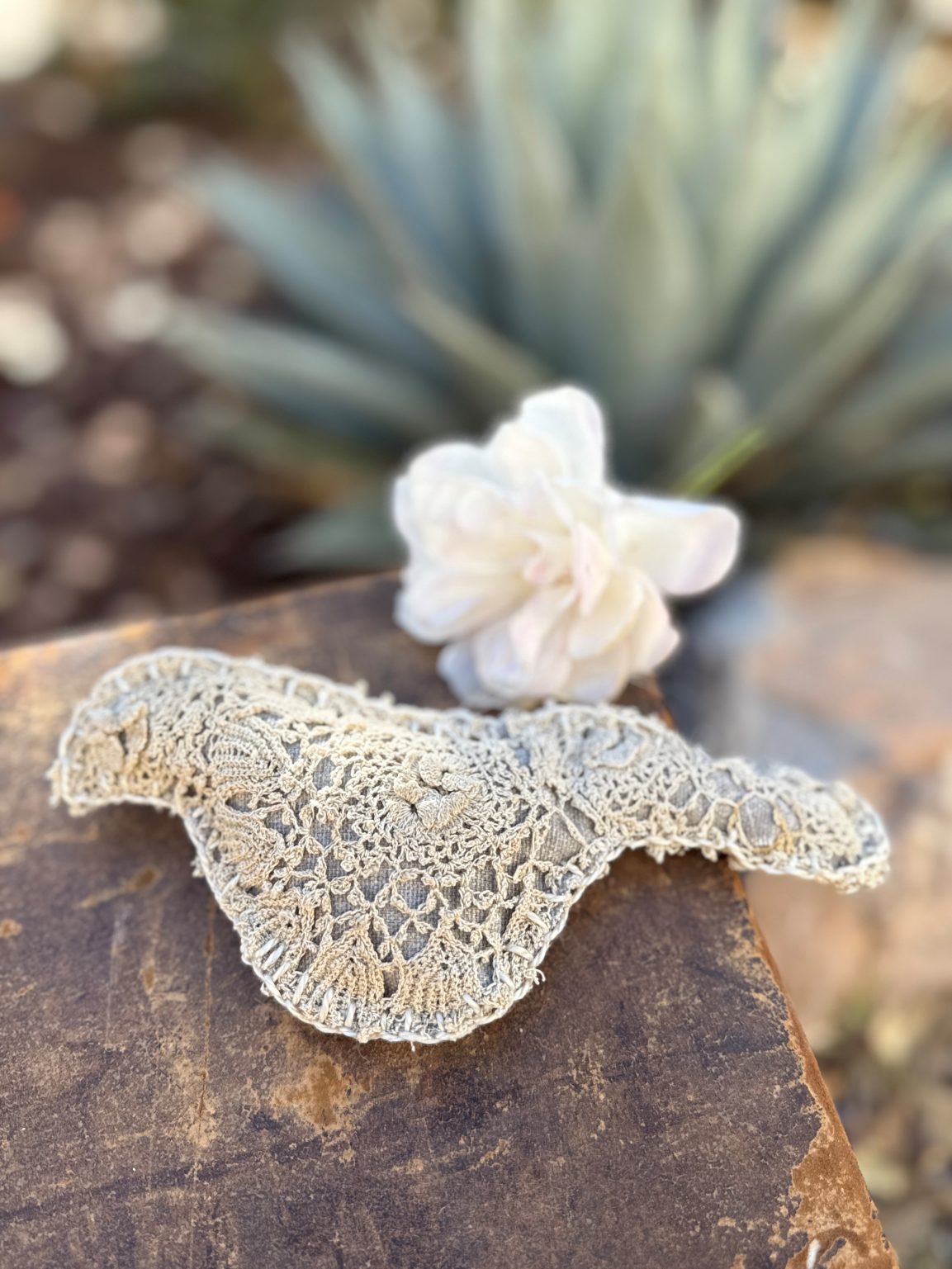 Santa Fe Marketplace Vintage Lace Hand-Sewn Bird 5 – by Annette Colby Product Image: Vintage Lace Hand-Sewn Bird 5 – by Annette Colby