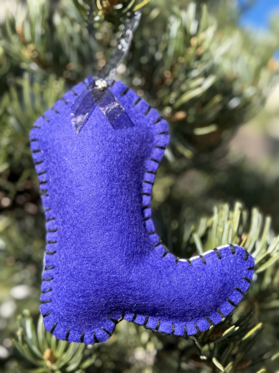 Santa Fe Marketplace Hand Embroidered Boot Ornament #6 – By Annette Colby Product Image: Hand Embroidered Boot Ornament #6 – By Annette Colby
