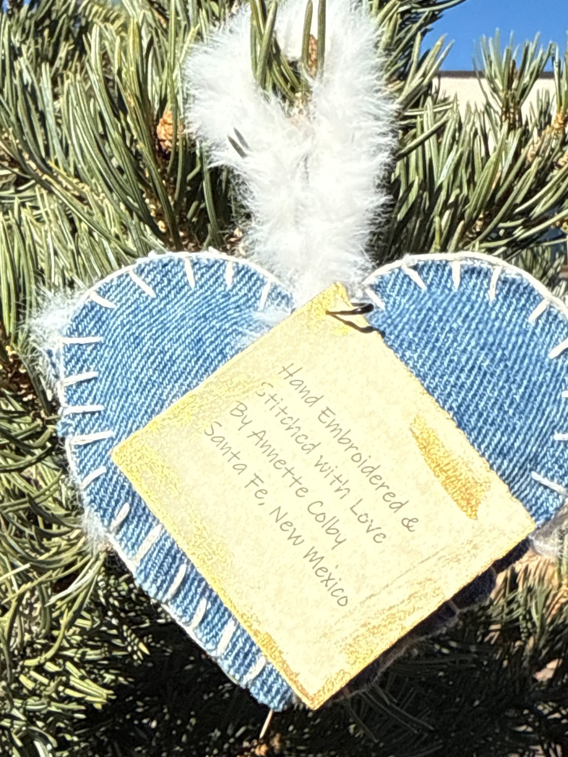 Santa Fe Marketplace Hand Embroidered Love Heart Ornaments #1 – By Annette Colby Product Image: Hand Embroidered Love Heart Ornaments #1 – By Annette Colby