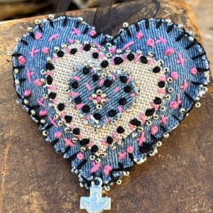 Product Image: Hand Embroidered Love Heart Ornaments #2 – By Annette Colby