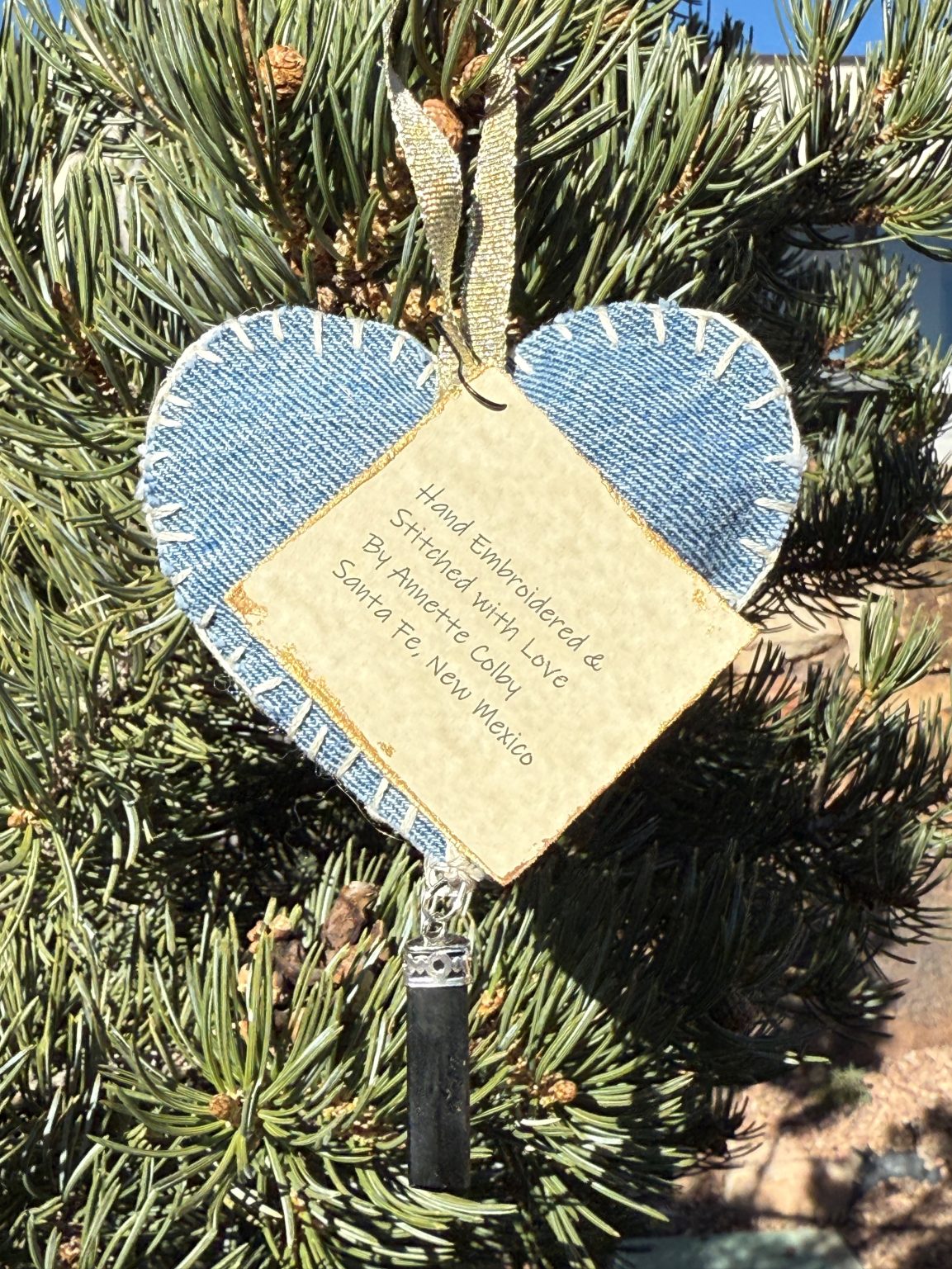 Santa Fe Marketplace Hand Embroidered Love Heart Ornaments #2 – By Annette Colby Product Image: Hand Embroidered Love Heart Ornaments #2 – By Annette Colby