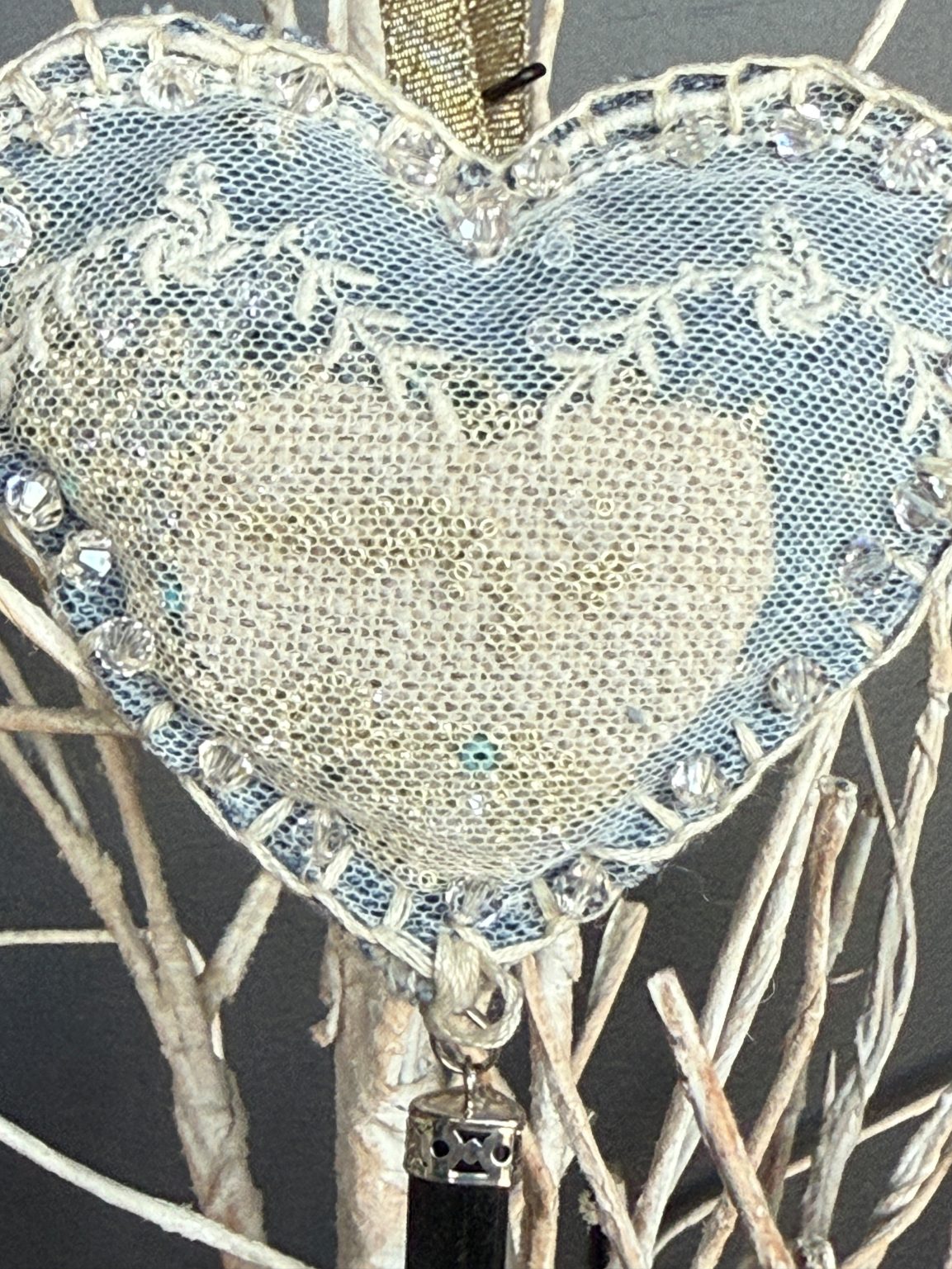 Santa Fe Marketplace Hand Embroidered Love Heart Ornaments #3 – By Annette Colby Product Image: Hand Embroidered Love Heart Ornaments #3 – By Annette Colby