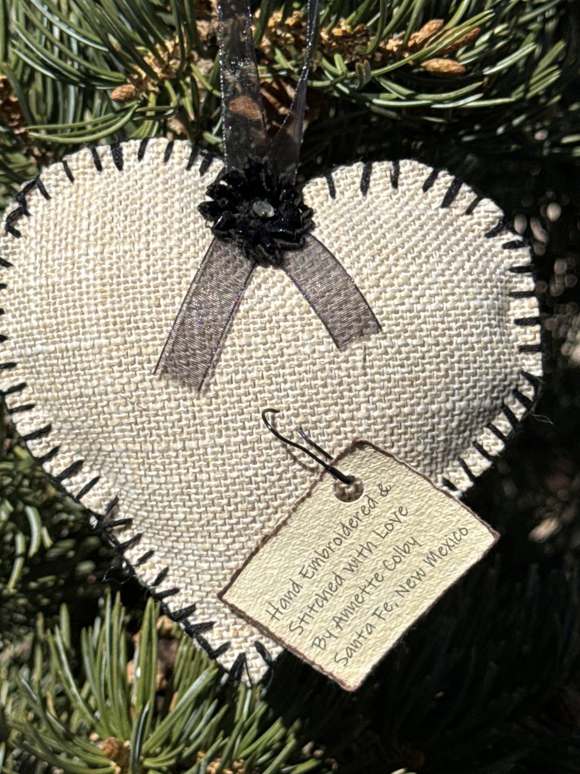 Santa Fe Marketplace Hand Embroidered Love Heart Ornaments #4 – By Annette Colby Product Image: Hand Embroidered Love Heart Ornaments #4 – By Annette Colby