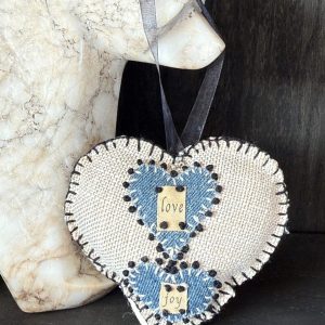 Santa Fe Marketplace Hand Embroidered Love Heart Ornaments #4 – By Annette Colby Product Image: Hand Embroidered Love Heart Ornaments #4 – By Annette Colby