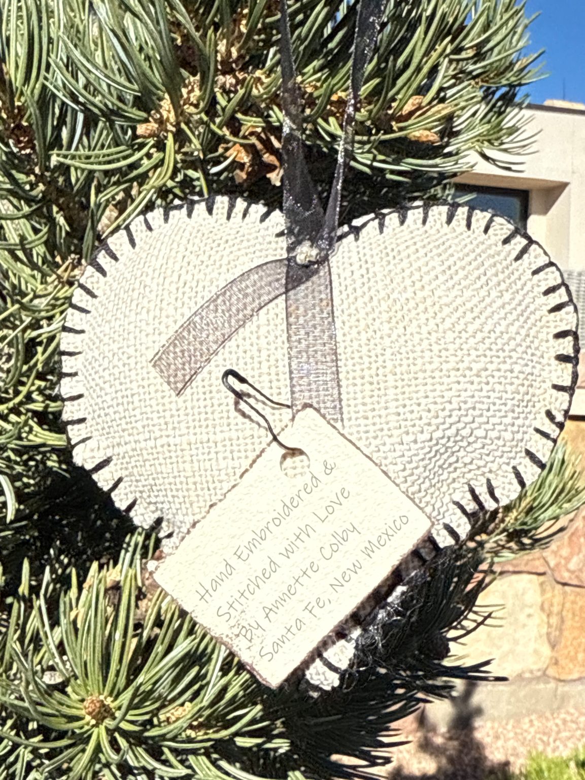 Santa Fe Marketplace Hand Embroidered Love Heart Ornaments #5 – By Annette Colby Product Image: Hand Embroidered Love Heart Ornaments #5 – By Annette Colby
