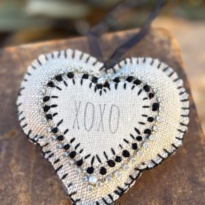 Santa Fe Marketplace Hand Embroidered Love Heart Ornaments #6– By Annette Colby Product Image: Hand Embroidered Love Heart Ornaments #6– By Annette Colby