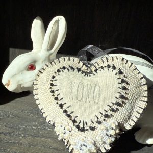 Santa Fe Marketplace Hand Embroidered Love Heart Ornaments #5 – By Annette Colby Product Image: Hand Embroidered Love Heart Ornaments #5 – By Annette Colby