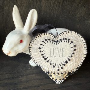 Santa Fe Marketplace Hand Embroidered Love Heart Ornaments #7 – By Annette Colby Product Image: Hand Embroidered Love Heart Ornaments #7 – By Annette Colby