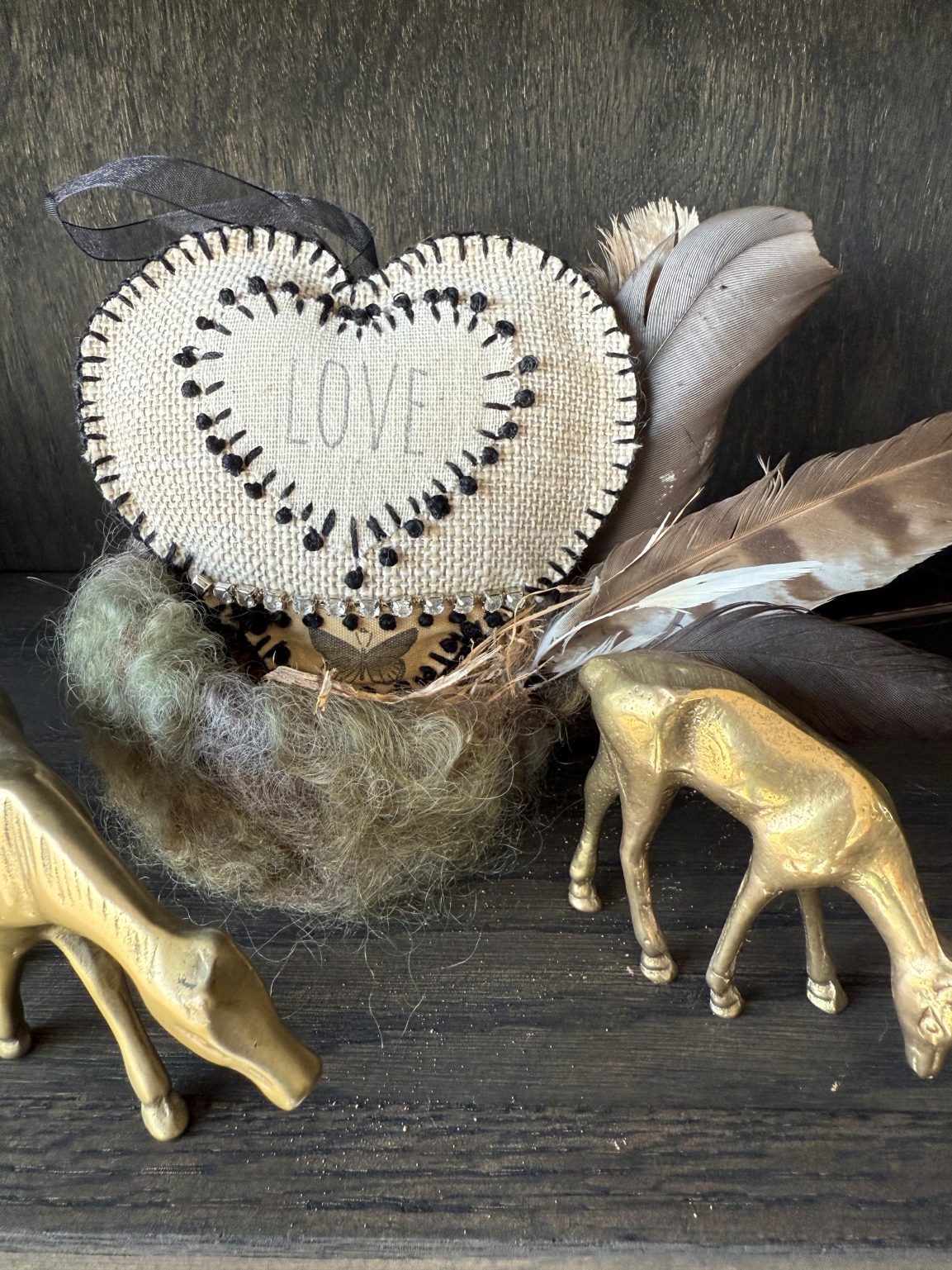 Santa Fe Marketplace Hand Embroidered Love Heart Ornaments #7 – By Annette Colby Product Image: Hand Embroidered Love Heart Ornaments #7 – By Annette Colby