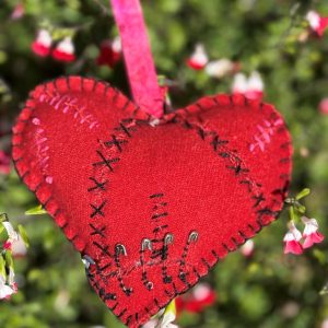 Santa Fe Marketplace Hand Embroidered Red Felt Heart – by Annette Colby Product Image: Hand Embroidered Red Felt Heart – by Annette Colby