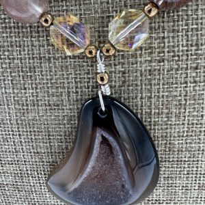 Santa Fe Marketplace Necklace: Druzy Sparkle Brown Tones Necklace 16″+2″ Sterling Extender Product Image: Necklace: Druzy Sparkle Brown Tones Necklace 16″+2″ Sterling Extender