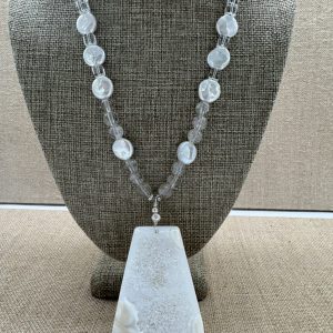 Santa Fe Marketplace Necklace: Druzy Winter White 20″”2″ Sterling Extender. One of a Kind Product Image: Necklace: Druzy Winter White 20″”2″ Sterling Extender. One of a Kind