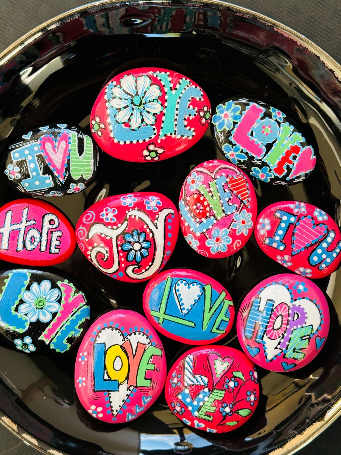 Santa Fe Marketplace Love Stone #8 — Hand Painted Love Stone Product Image: Love Stone #8 — Hand Painted Love Stone