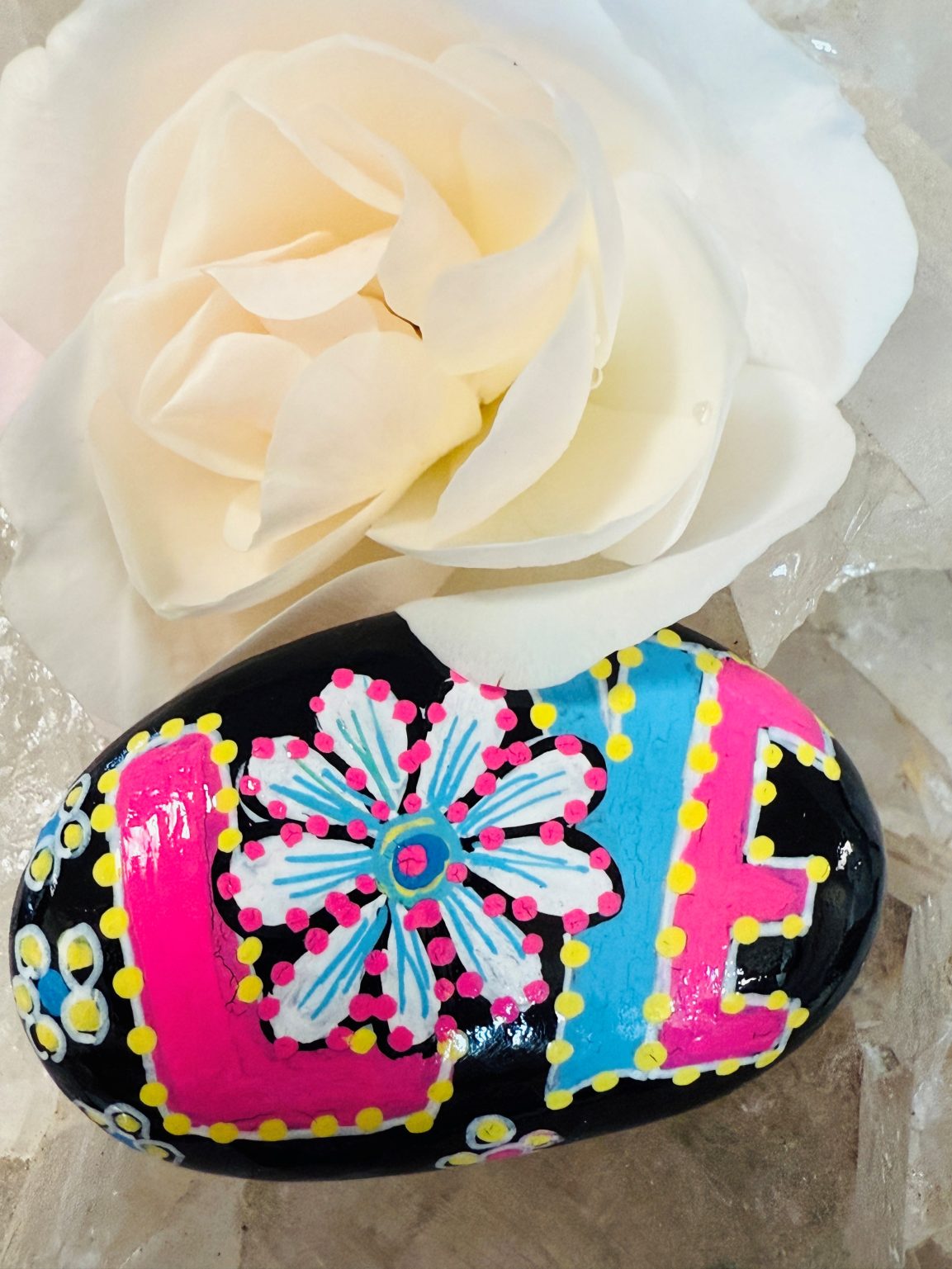 Santa Fe Marketplace Love Stone #10 — Hand Painted Love Stone Product Image: Love Stone #10 — Hand Painted Love Stone