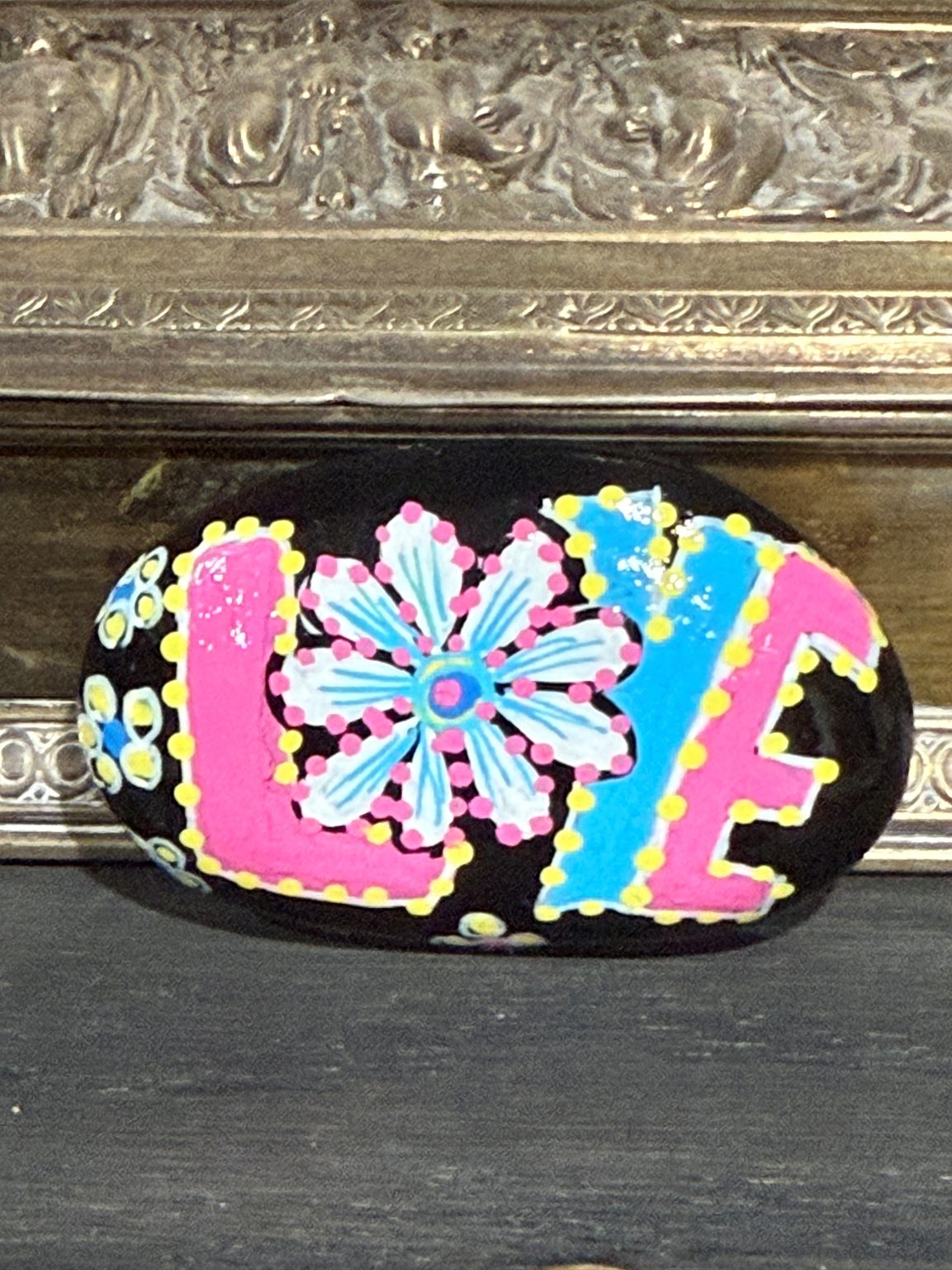 Santa Fe Marketplace Love Stone #10 — Hand Painted Love Stone Product Image: Love Stone #10 — Hand Painted Love Stone