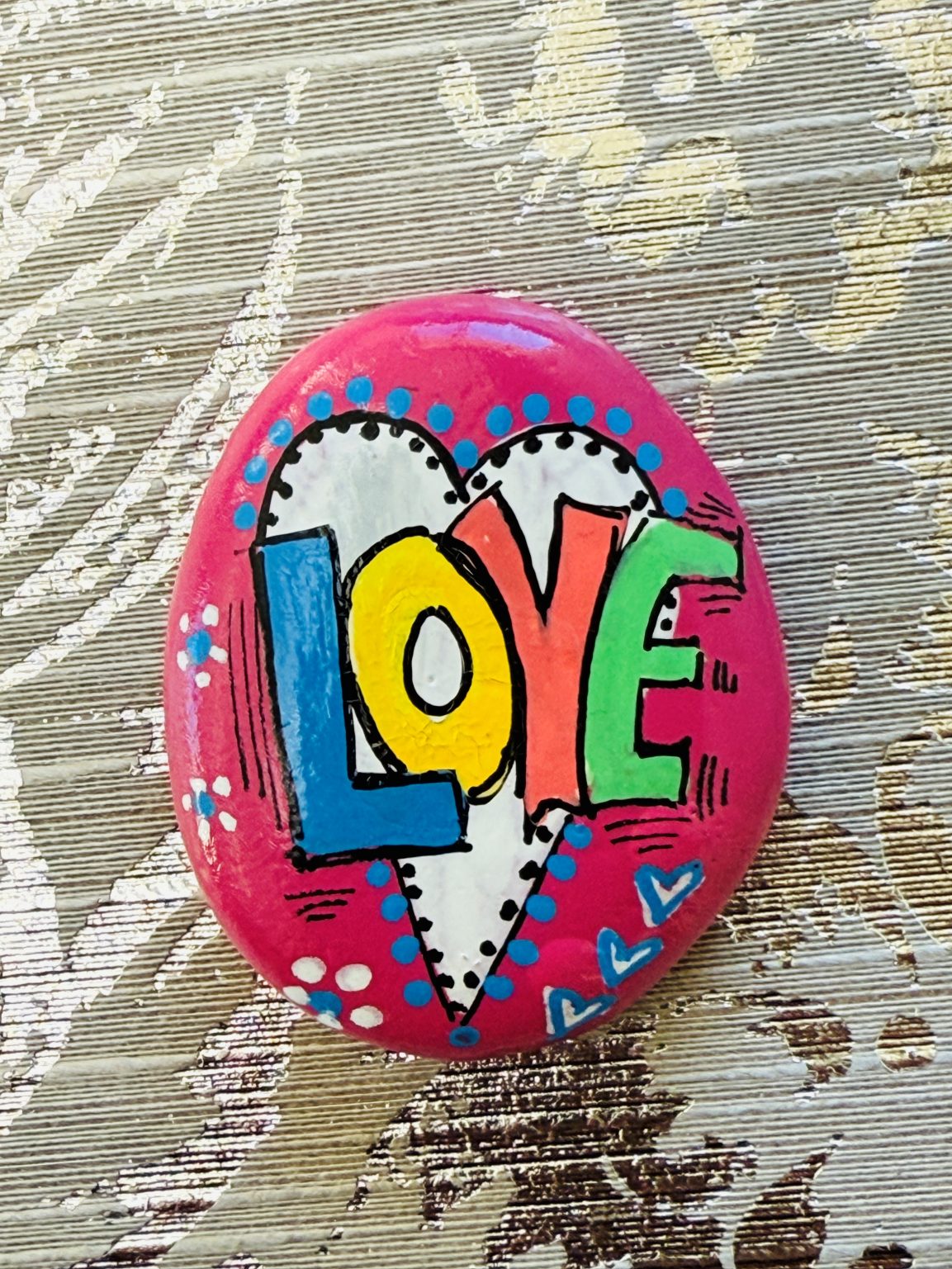 Santa Fe Marketplace Love Stone #11 — Hand Painted Love Stone Product Image: Love Stone #11 — Hand Painted Love Stone