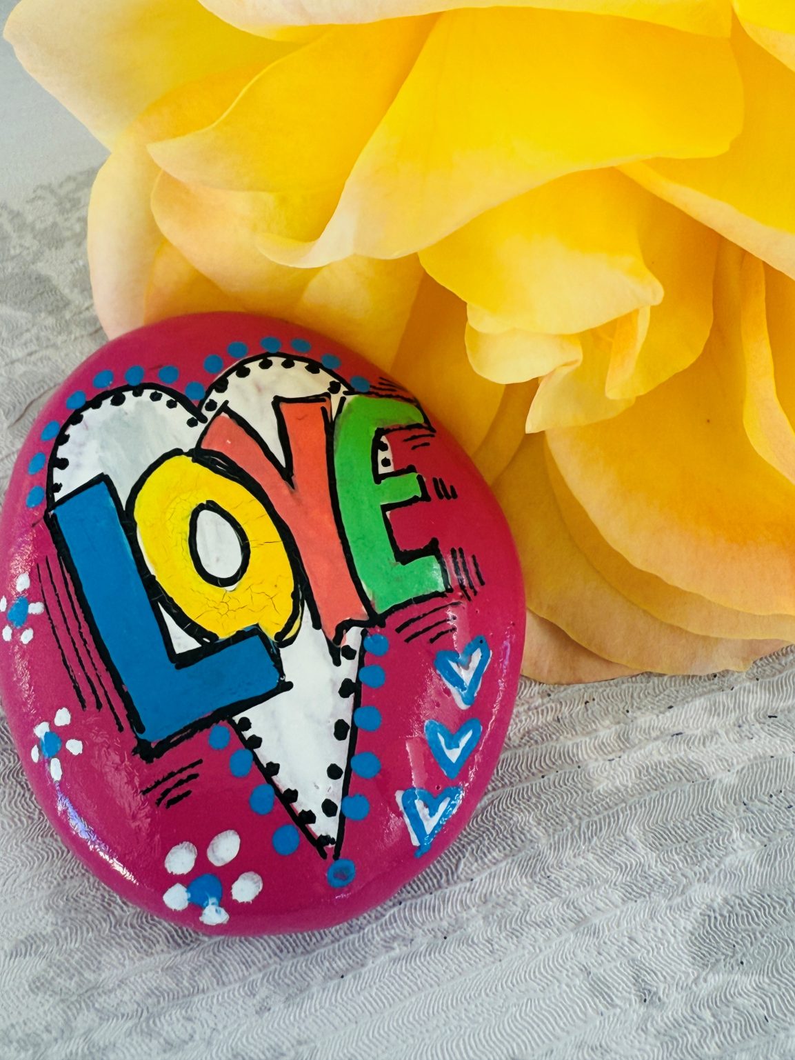 Santa Fe Marketplace Love Stone #11 — Hand Painted Love Stone Product Image: Love Stone #11 — Hand Painted Love Stone