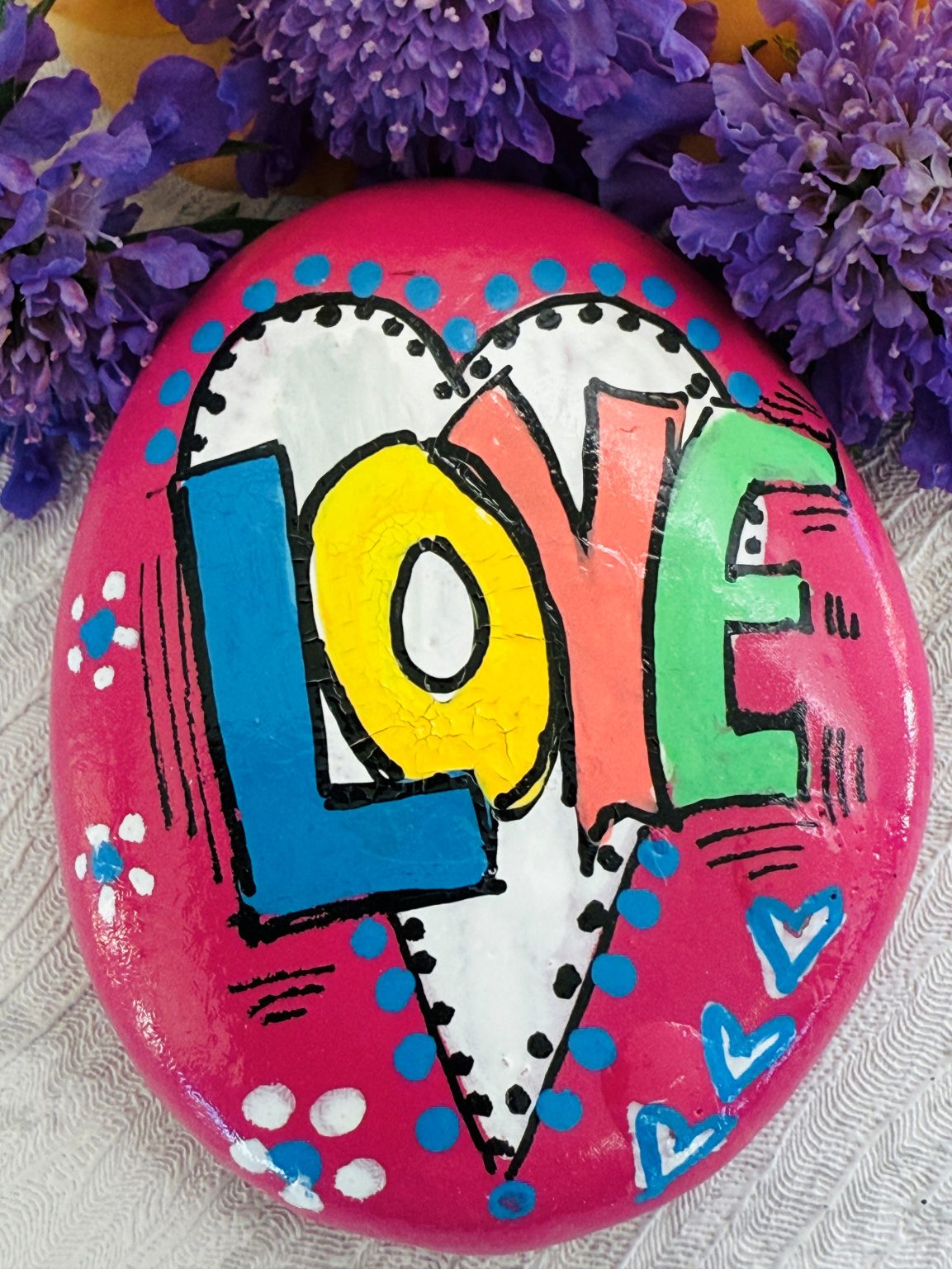Santa Fe Marketplace Love Stone #11 — Hand Painted Love Stone Product Image: Love Stone #11 — Hand Painted Love Stone