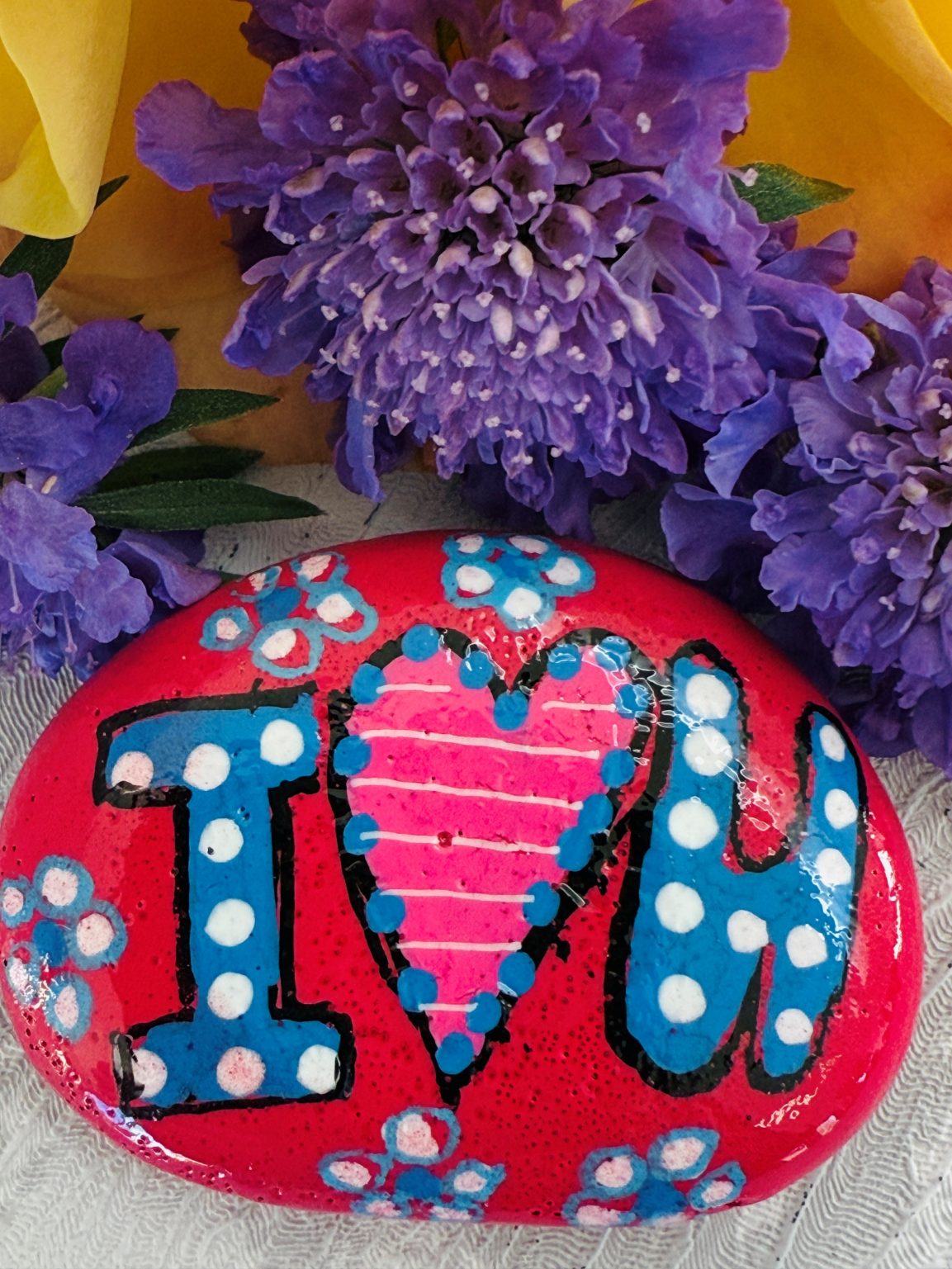 Santa Fe Marketplace Love Stone #12 — Hand Painted Love Stone Product Image: Love Stone #12 — Hand Painted Love Stone