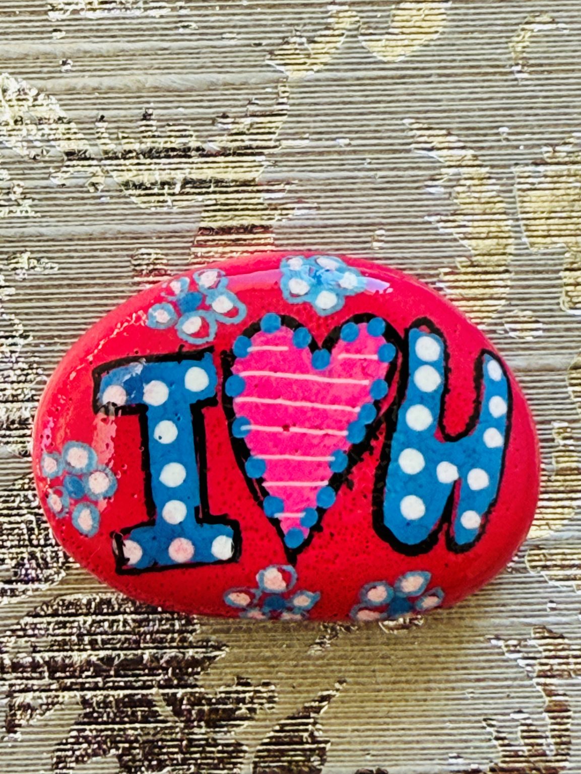Santa Fe Marketplace Love Stone #12 — Hand Painted Love Stone Product Image: Love Stone #12 — Hand Painted Love Stone