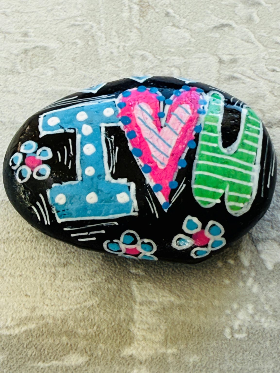 Santa Fe Marketplace Love Stone #14 — Hand Painted Love Stone Product Image: Love Stone #14 — Hand Painted Love Stone