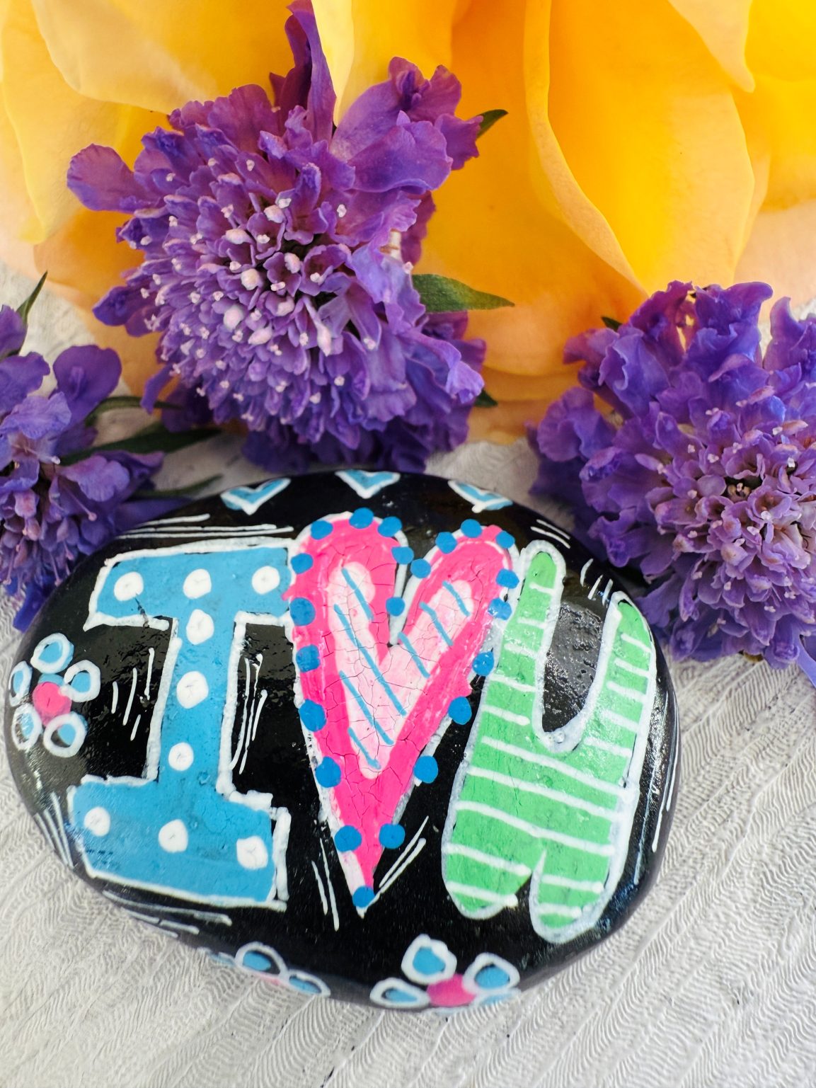 Santa Fe Marketplace Love Stone #14 — Hand Painted Love Stone Product Image: Love Stone #14 — Hand Painted Love Stone