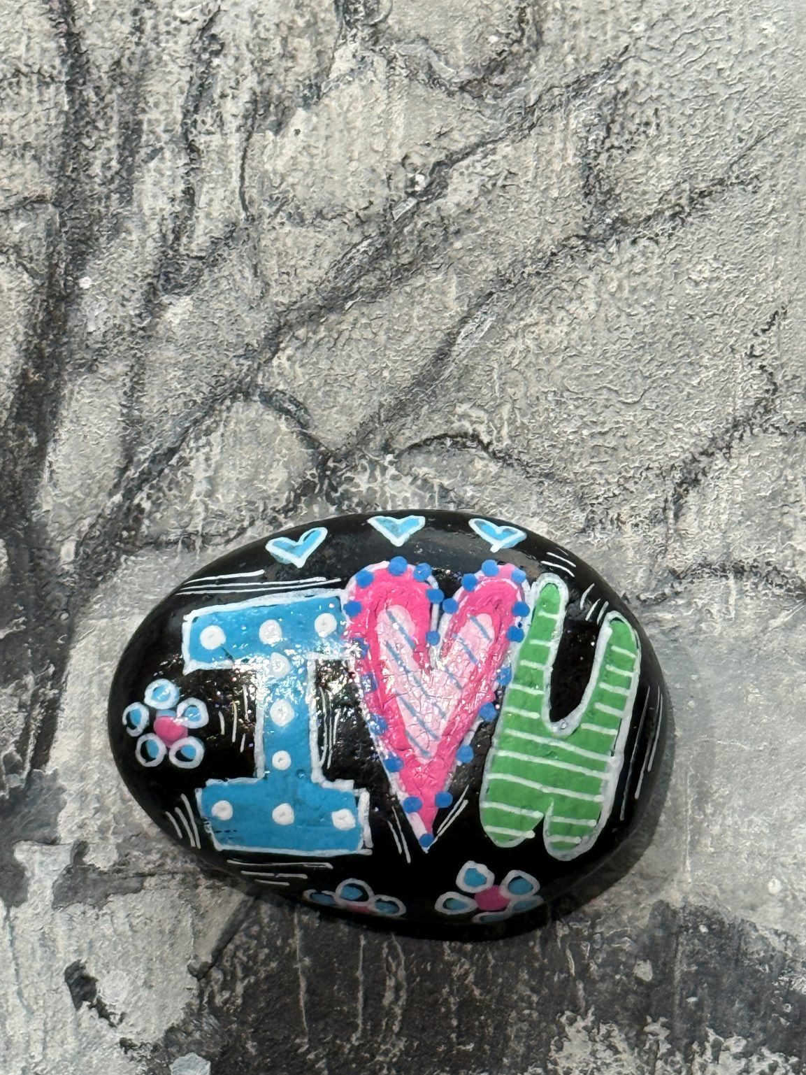 Santa Fe Marketplace Love Stone #14 — Hand Painted Love Stone Product Image: Love Stone #14 — Hand Painted Love Stone
