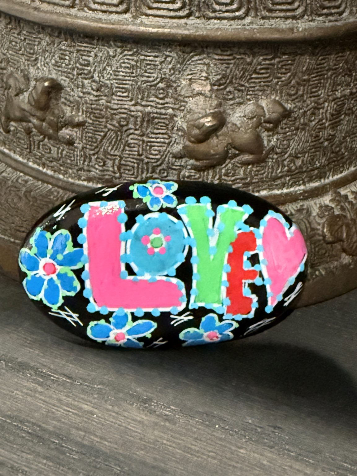 Santa Fe Marketplace Love Stone #15 — Hand Painted Love Stone Product Image: Love Stone #15 — Hand Painted Love Stone