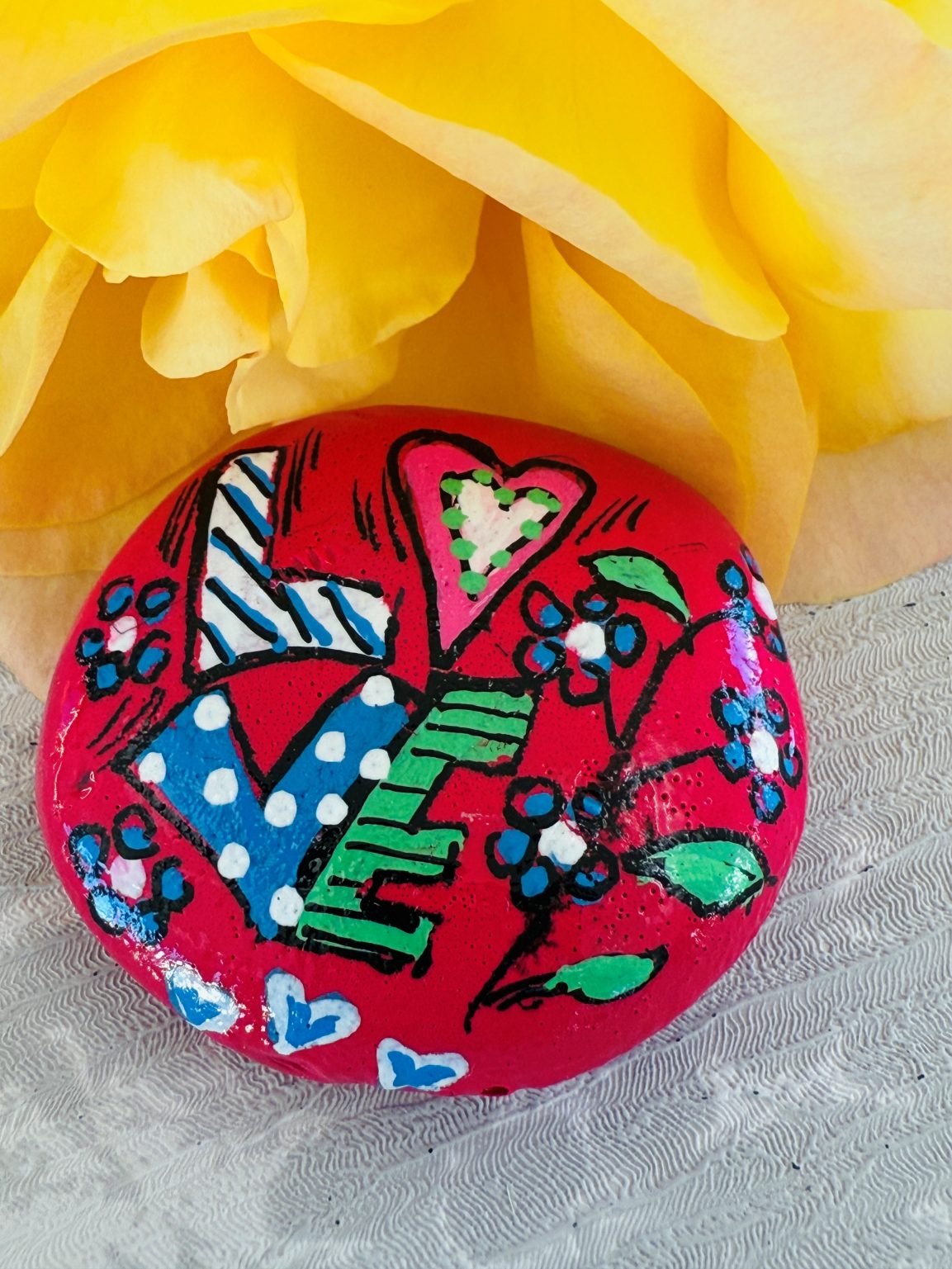 Santa Fe Marketplace Love Stone #4 — Hand Painted Love Stone Product Image: Love Stone #4 — Hand Painted Love Stone