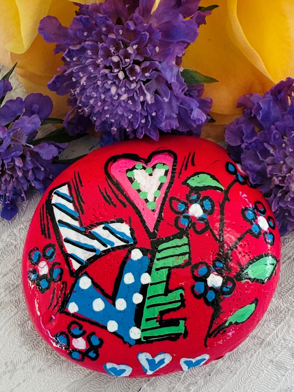 Santa Fe Marketplace Love Stone #4 — Hand Painted Love Stone Product Image: Love Stone #4 — Hand Painted Love Stone