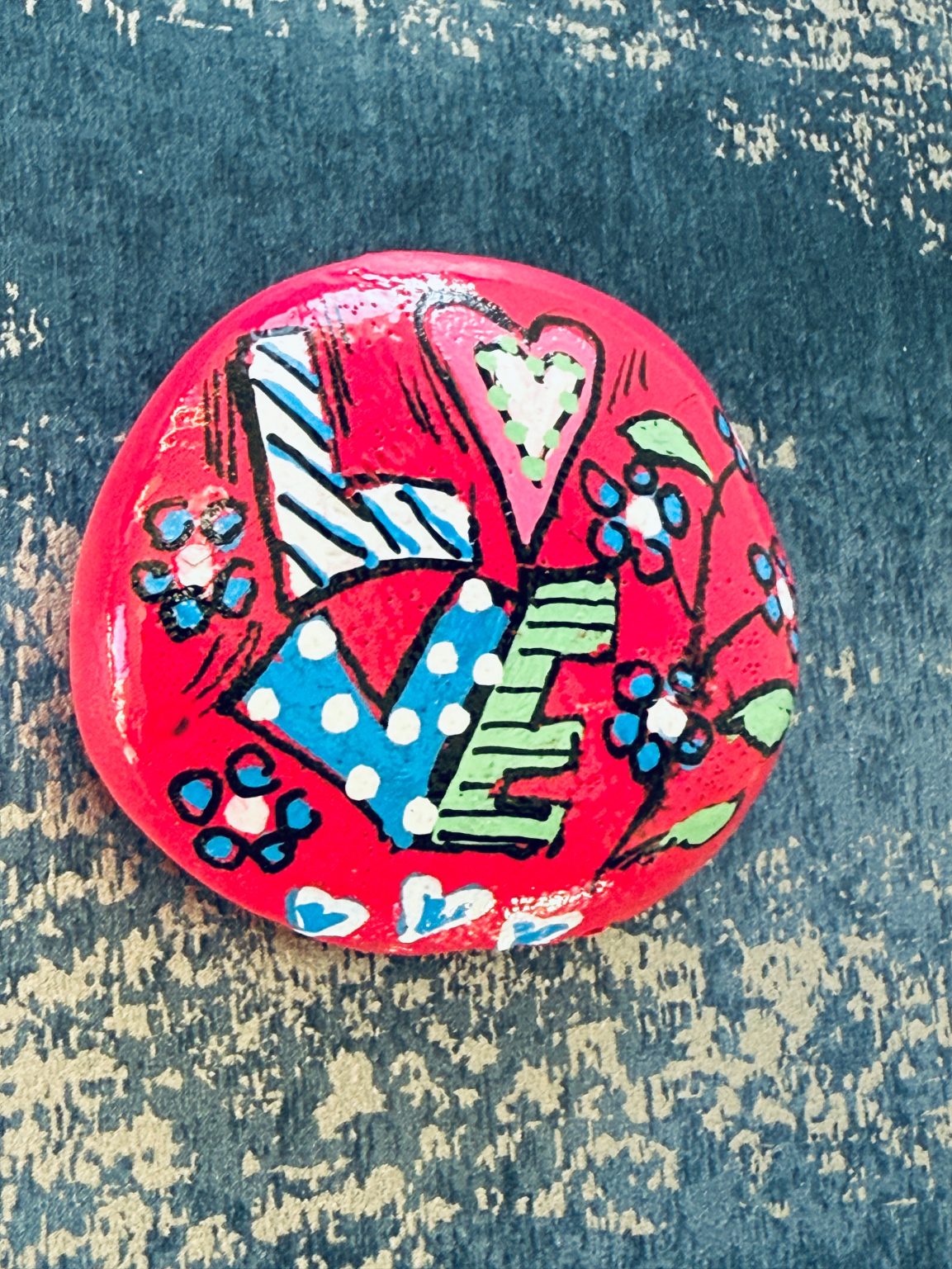 Santa Fe Marketplace Love Stone #4 — Hand Painted Love Stone Product Image: Love Stone #4 — Hand Painted Love Stone