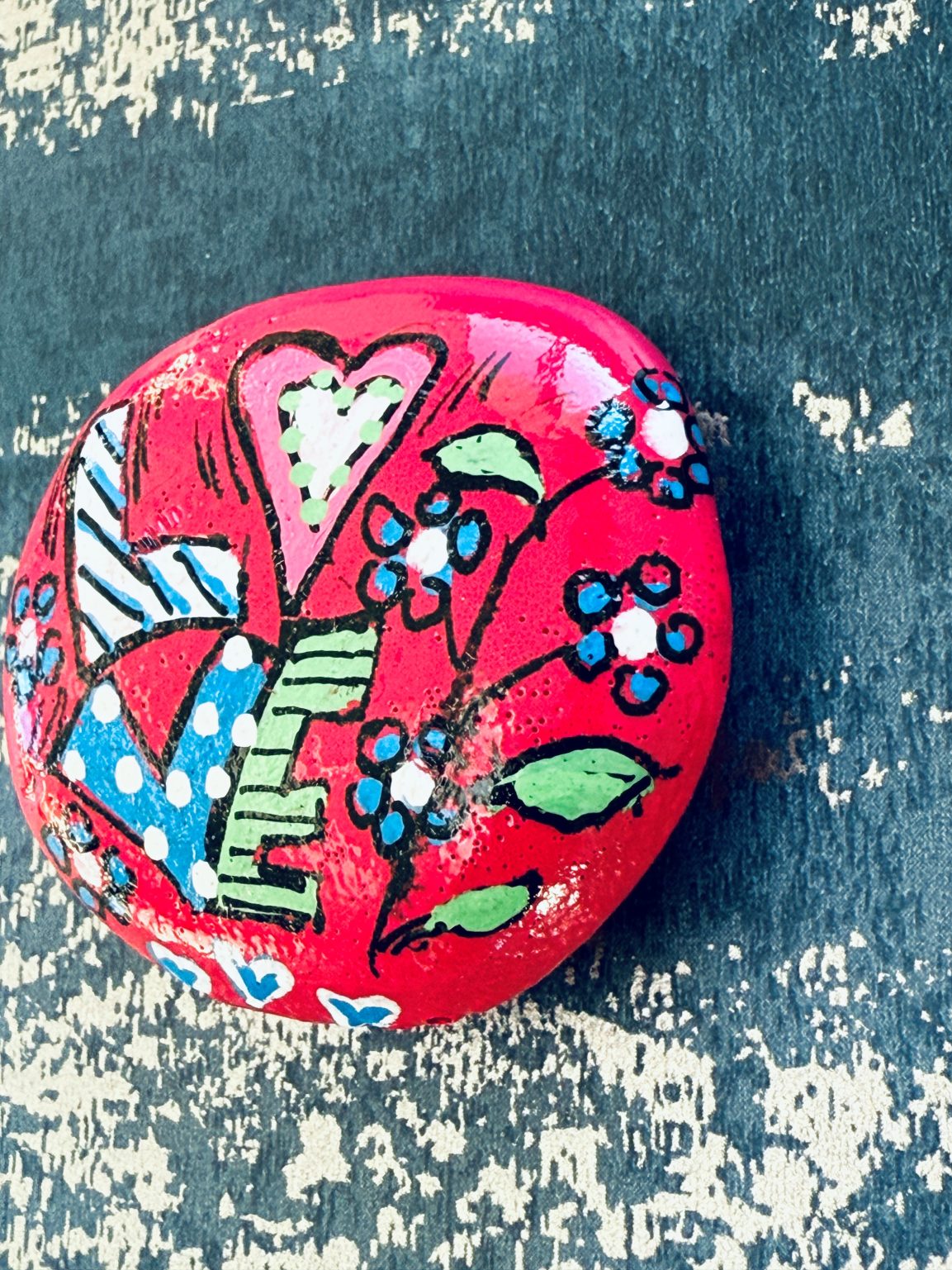 Santa Fe Marketplace Love Stone #4 — Hand Painted Love Stone Product Image: Love Stone #4 — Hand Painted Love Stone