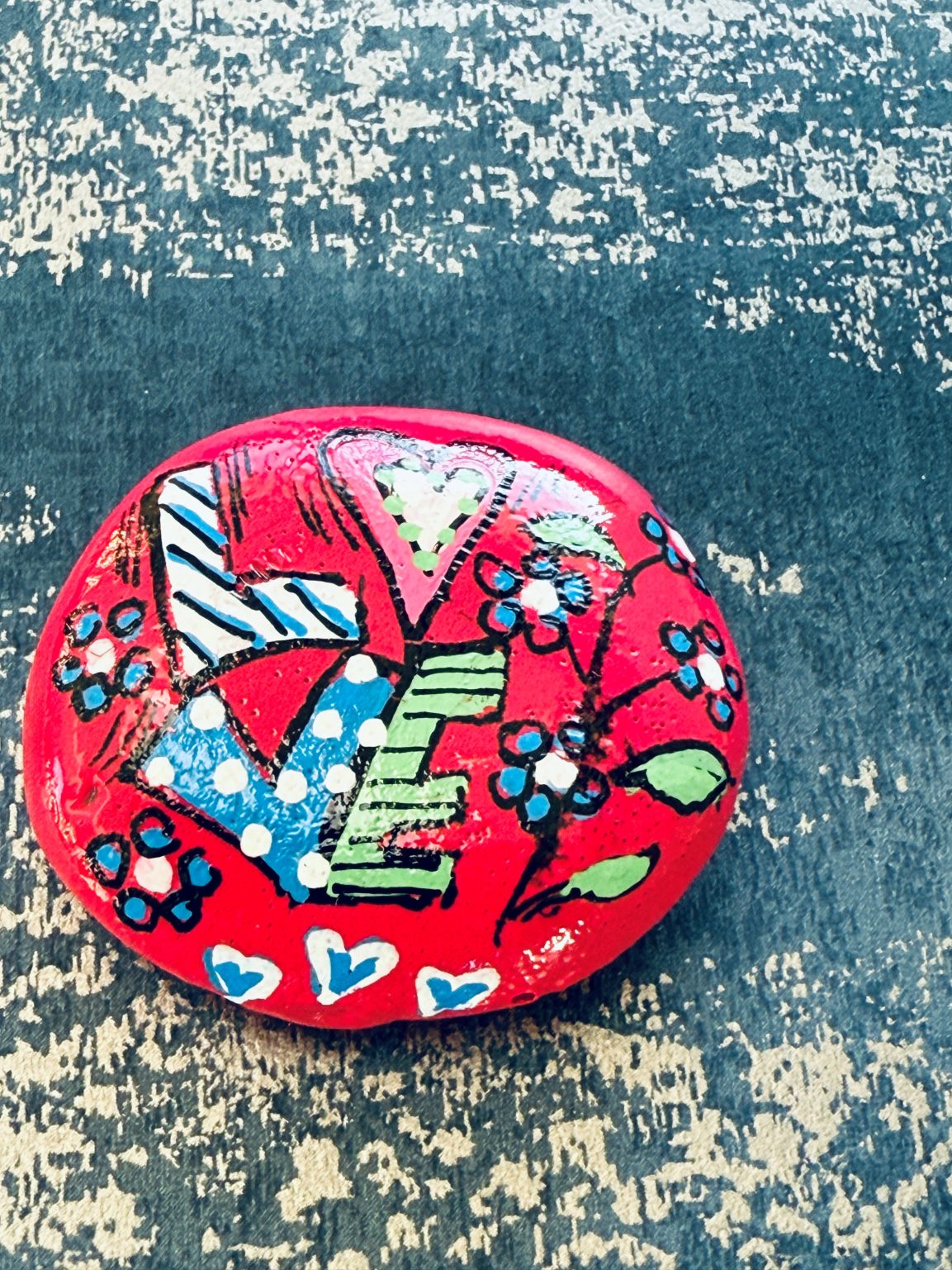 Santa Fe Marketplace Love Stone #4 — Hand Painted Love Stone Product Image: Love Stone #4 — Hand Painted Love Stone