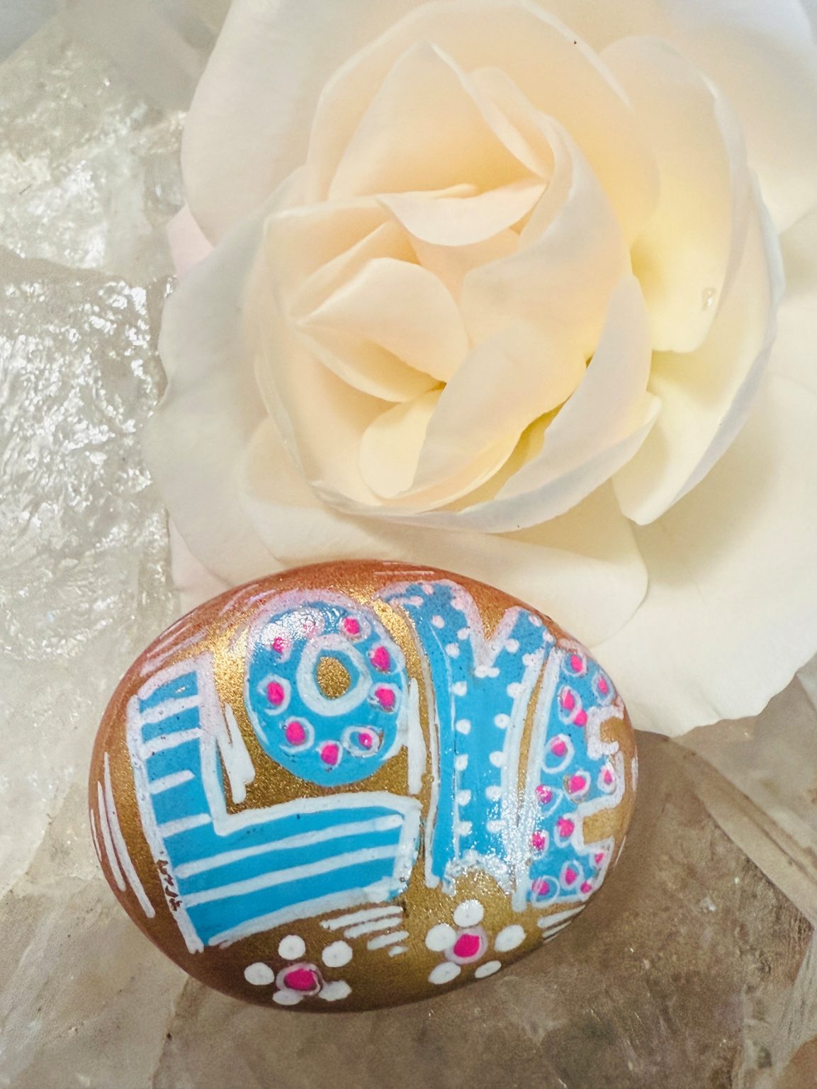 Santa Fe Marketplace Love Stone #7 — Hand Painted Love Stone Product Image: Love Stone #7 — Hand Painted Love Stone