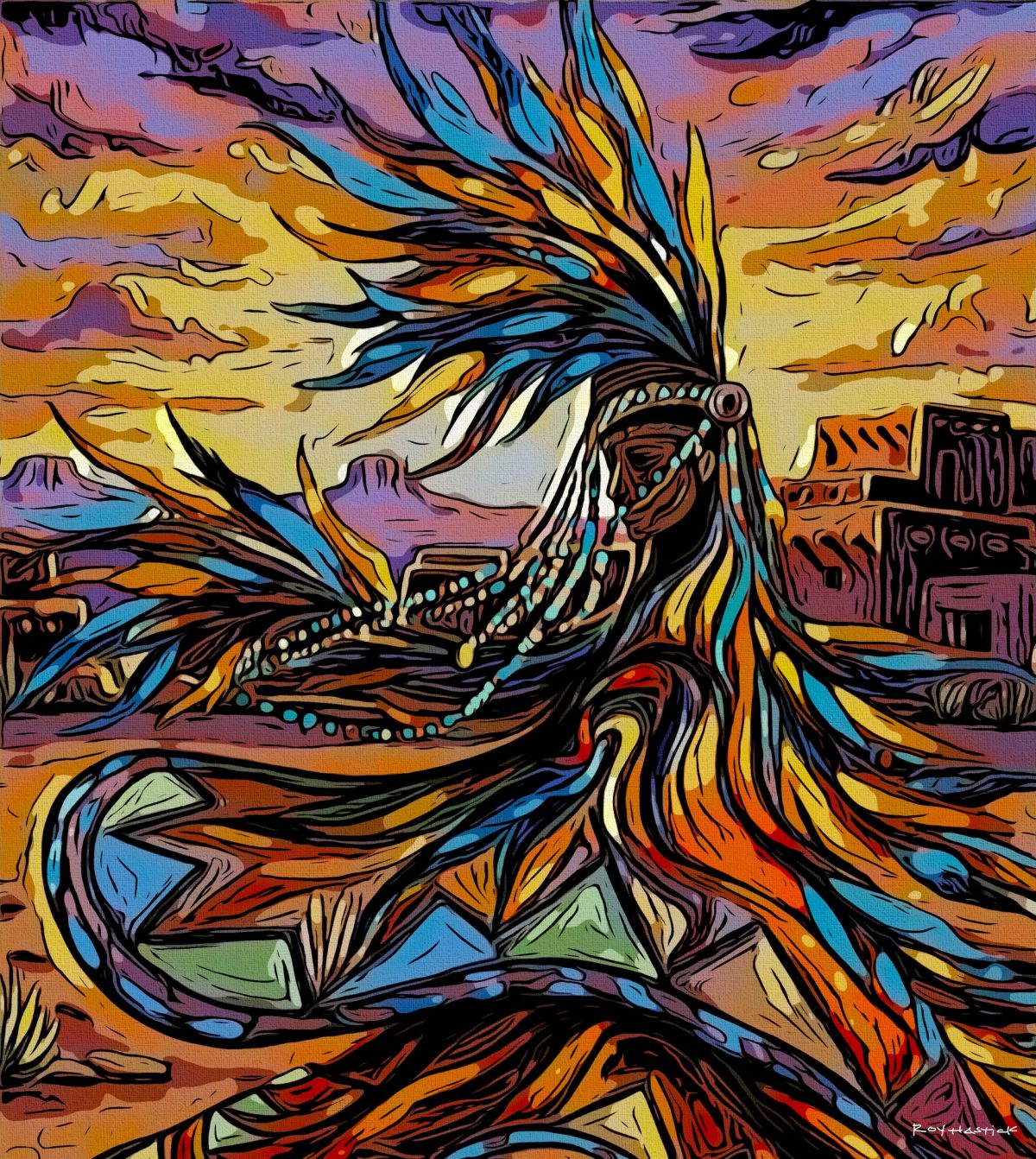 Santa Fe Marketplace South West Dancer 11″X11″ Print Only Product Image: South West Dancer 11″X11″ Print Only