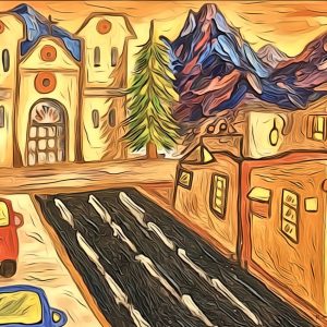 Santa Fe Marketplace Santa Fe Plaza 10″X10″ Print Product Image: Santa Fe Plaza 10″X10″ Print