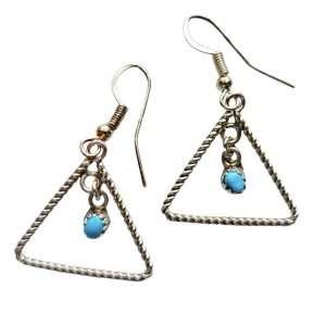 Santa Fe Marketplace Wire Twist Turquoise Earrings Product Image: Wire Twist Turquoise Earrings