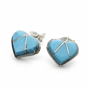 Santa Fe Marketplace Turquoise Mosaic Heart Earrings Product Image: Turquoise Mosaic Heart Earrings