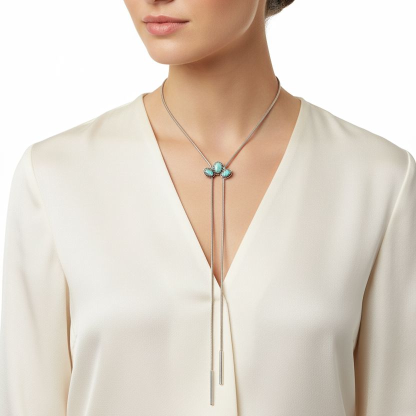 Santa Fe Marketplace Turquoise Arch Snake Bolo Necklace Product Image: Turquoise Arch Snake Bolo Necklace