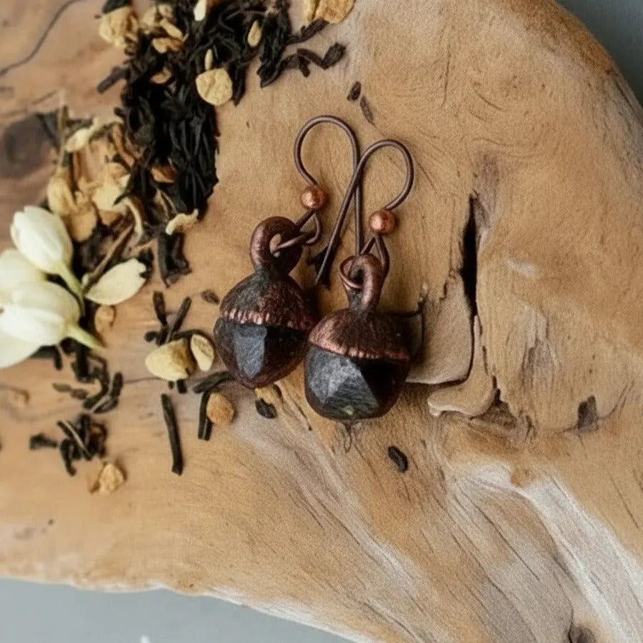 Santa Fe Marketplace Spessartine Garnet Earrings | Electroformed Copper Product Image: Spessartine Garnet Earrings | Electroformed Copper