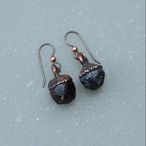 Product Image: Spessartine Garnet Earrings | Electroformed Copper