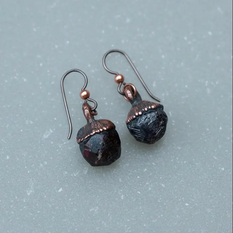 Santa Fe Marketplace Spessartine Garnet Earrings | Electroformed Copper Product Image: Spessartine Garnet Earrings | Electroformed Copper