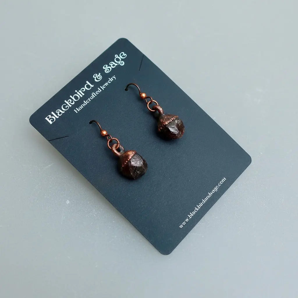 Santa Fe Marketplace Spessartine Garnet Earrings | Electroformed Copper Product Image: Spessartine Garnet Earrings | Electroformed Copper